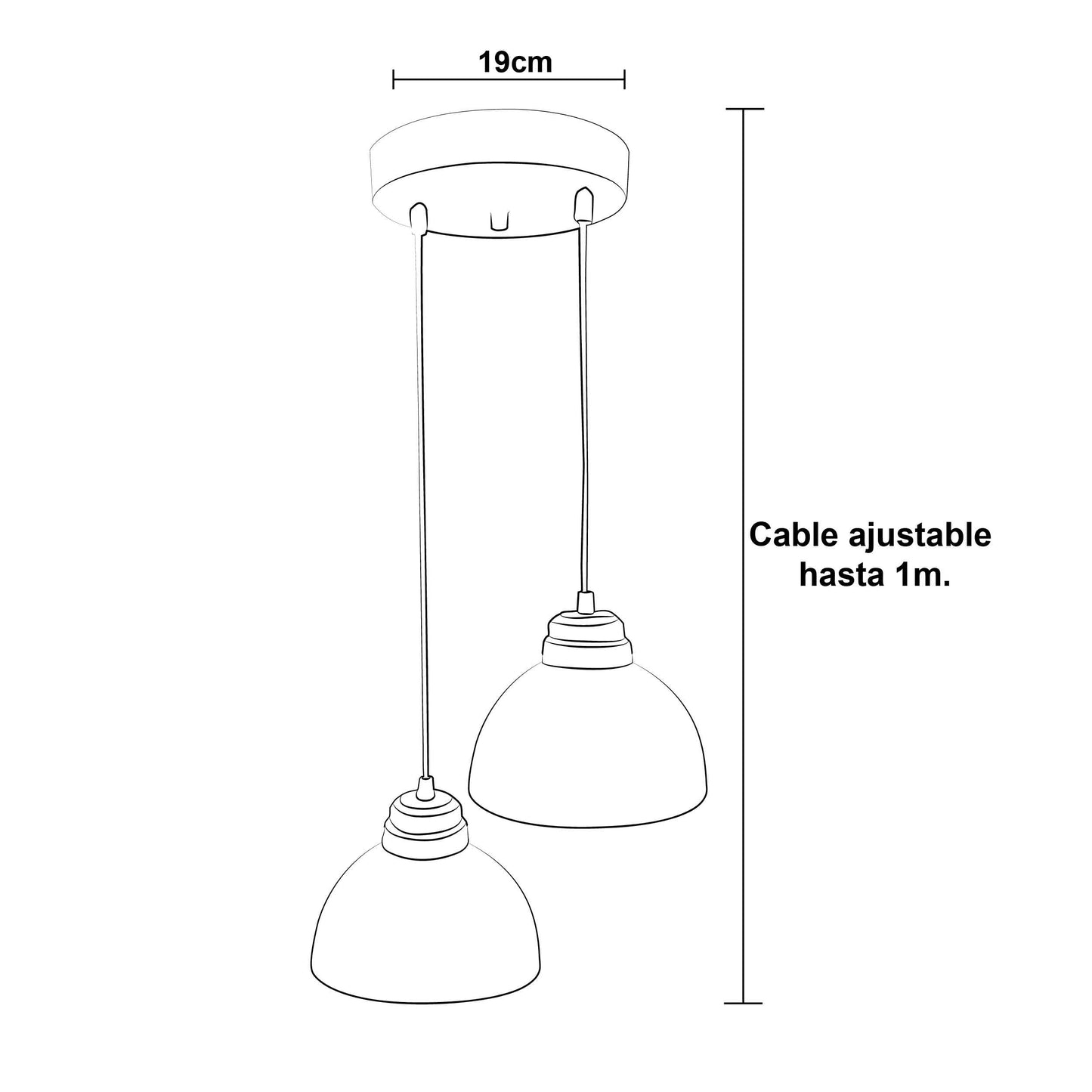 Colgante Negro Doble Pantalla Tazon Blanco Marmol