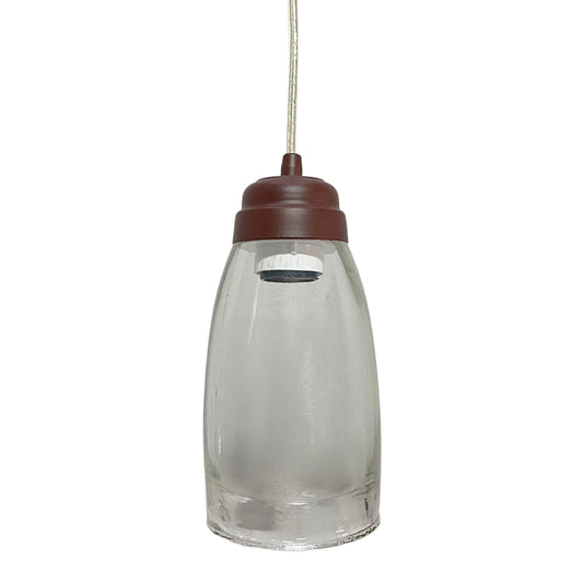 Lampara Colgante Herraje Chocolate Con Pantalla de Cristal Barrilito