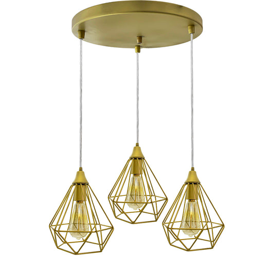 Lampara Colgante Vintage Charola Rubí Oro