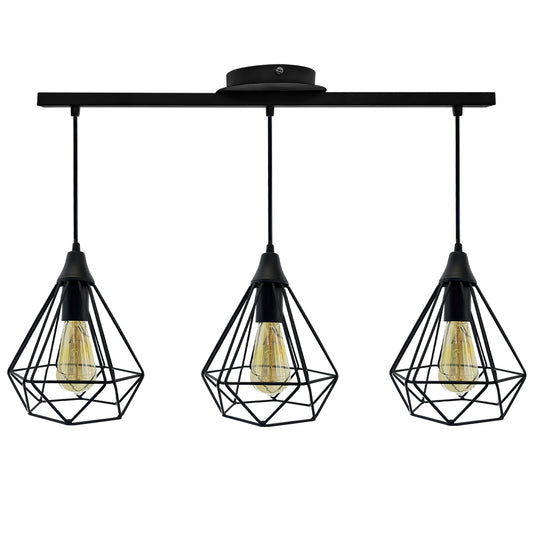 Lámpara Colgante Vintage, Rubi Riel Negro