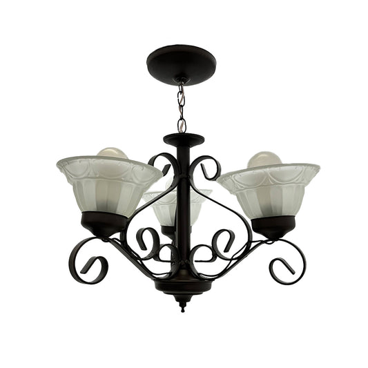 Candil 310 Tres Brazos Herraje Chocolate Pantalla Blanca