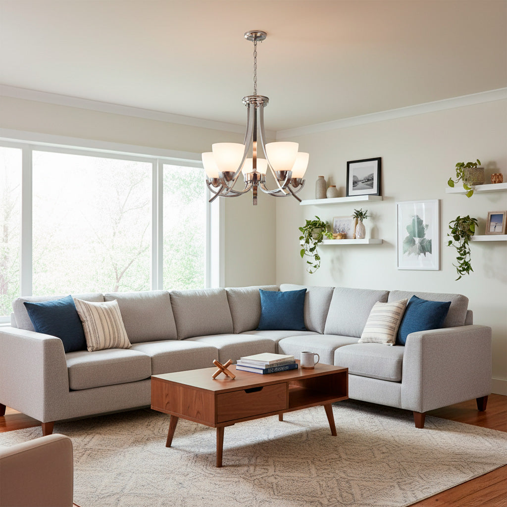 Candil Cromado de 5 Luces