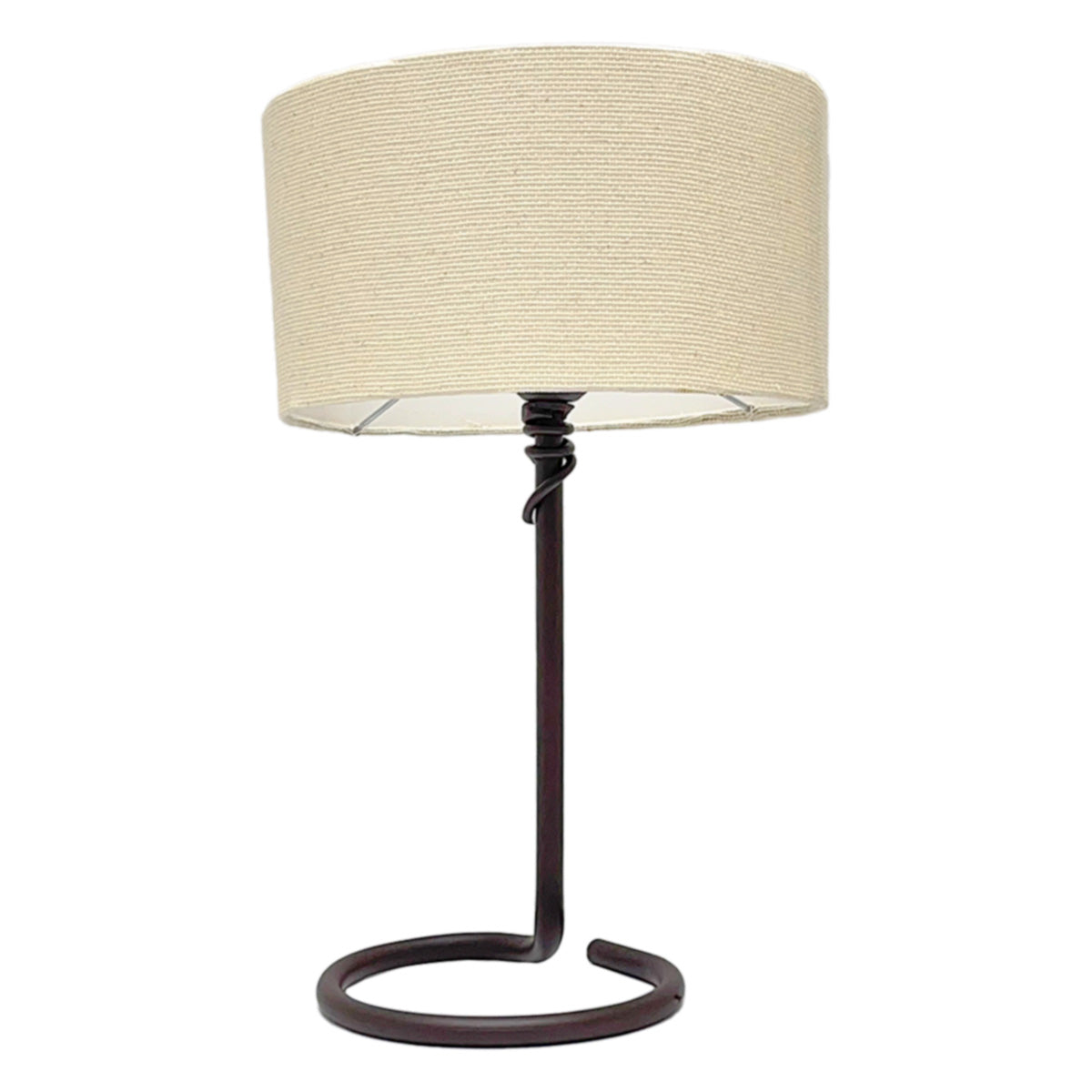 Lámpara de Mesa Herraje Espiral Chocolate Pantalla Beige