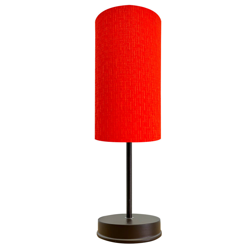 Lampara de Mesa Base Chocolate Pantalla Naranja