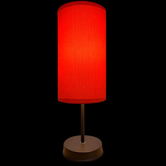 Lampara de Mesa Base Chocolate Pantalla Naranja