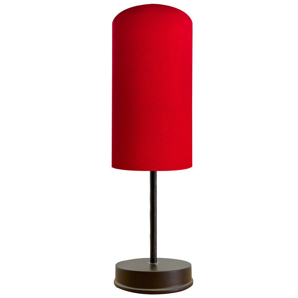 Lampara de Mesa Base Chocolate Pantalla Rojo