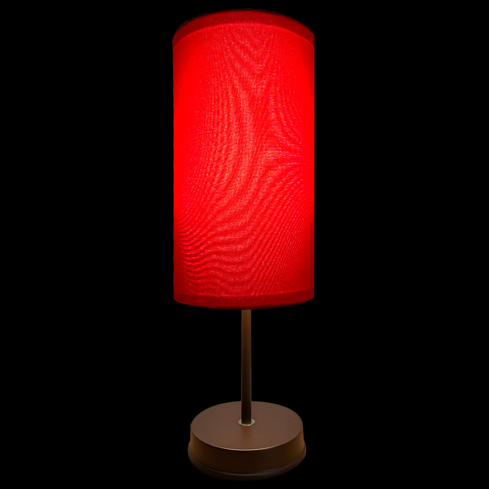 Lampara de Mesa Base Chocolate Pantalla Rojo