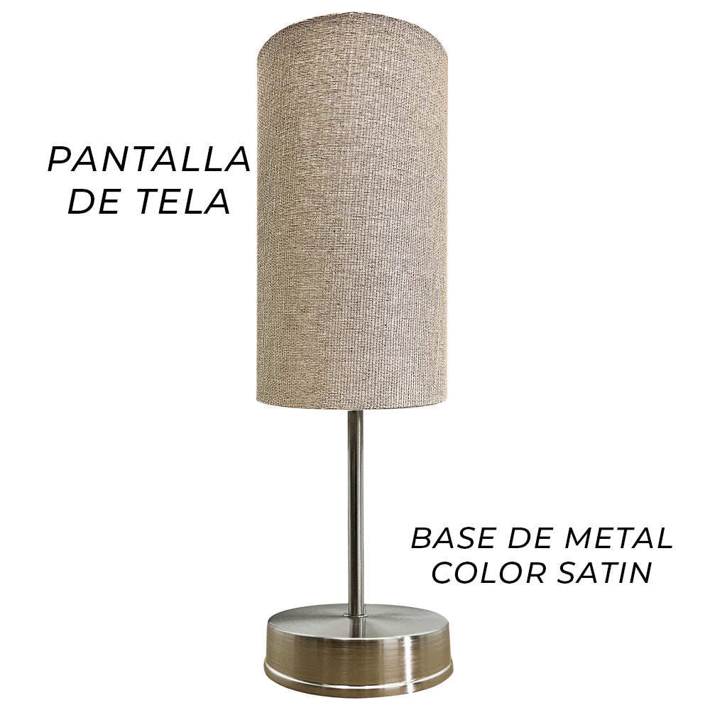 Lampara de Mesa Base Satin Pantalla Beige