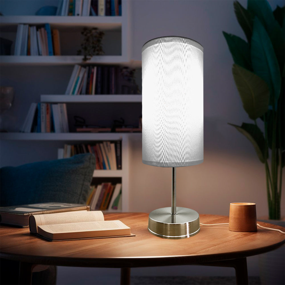 Lampara de Mesa Base Satin Pantalla Blanco
