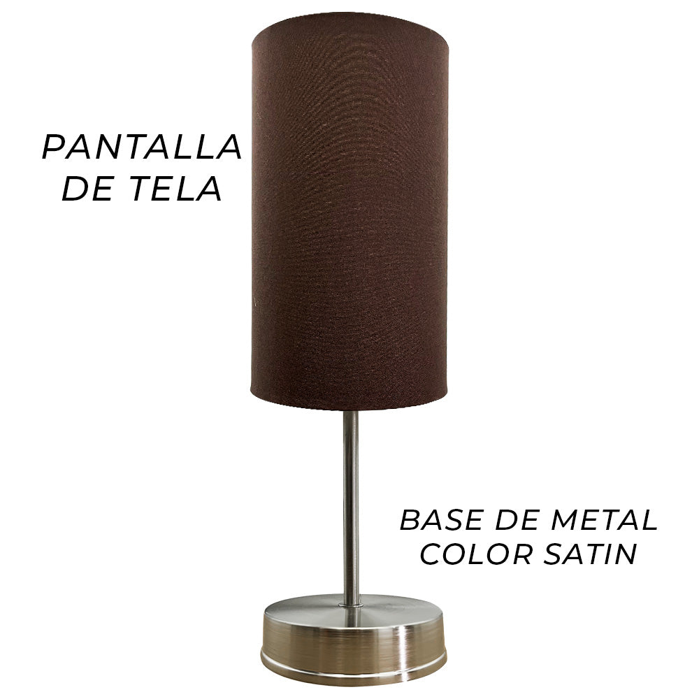 Lampara de Mesa Base Satin Pantalla Chocolate