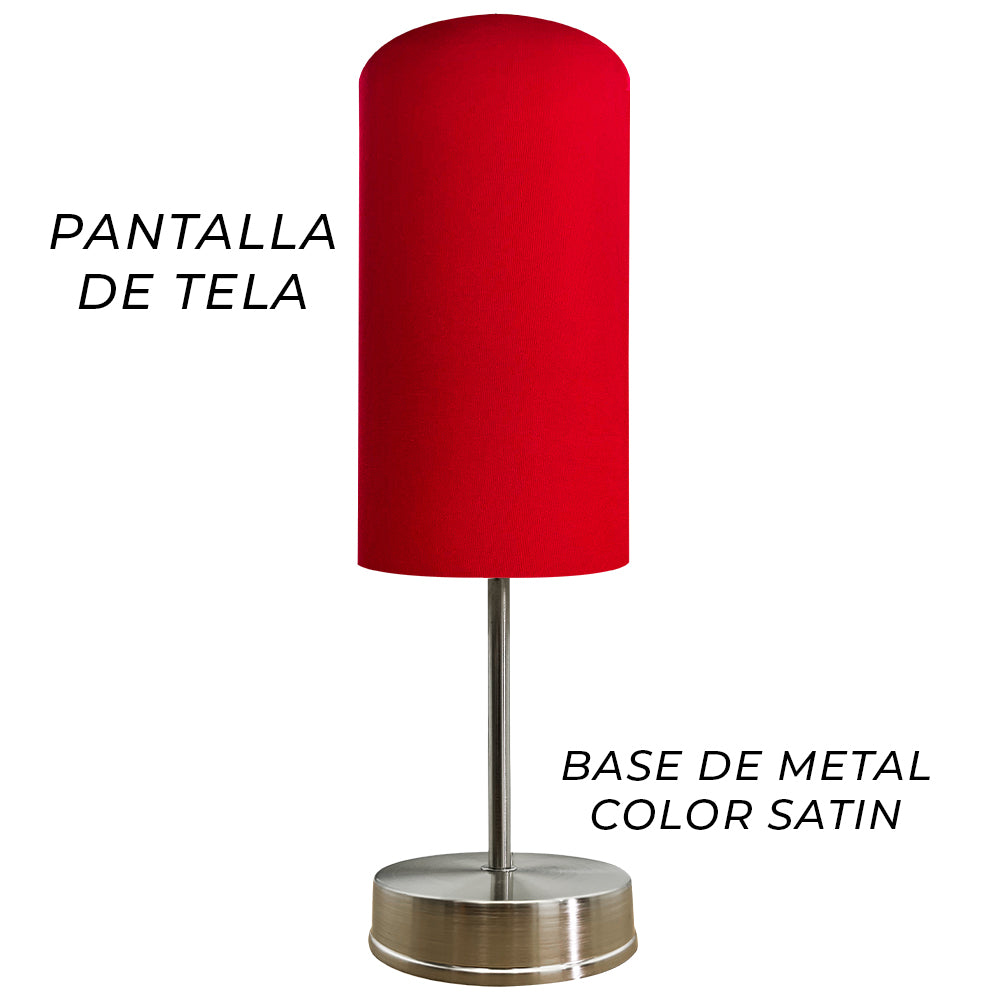 Lampara de Mesa Base Satin Pantalla Rojo