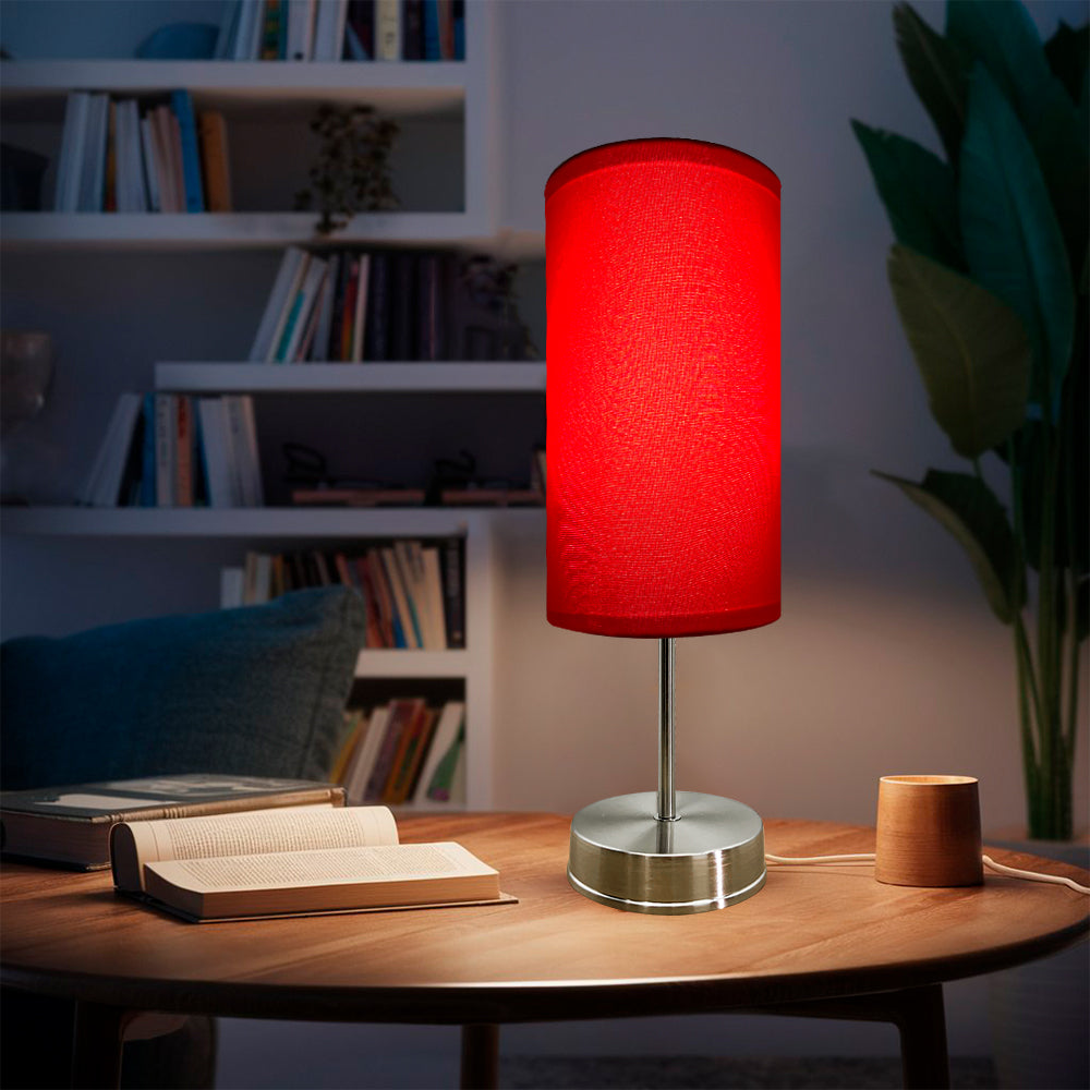 Lampara de Mesa Base Satin Pantalla Rojo