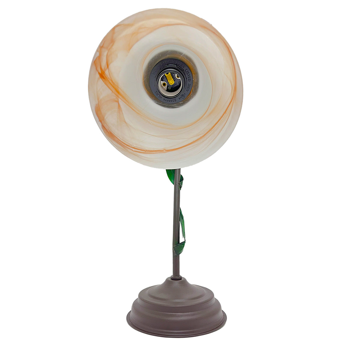 Lámpara de Mesa Hojitas Pantalla de Cristal Tabaco