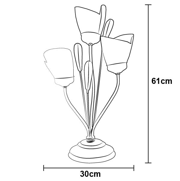 Lámapra de Mesa Flores Pantalla Cortada Tabaco