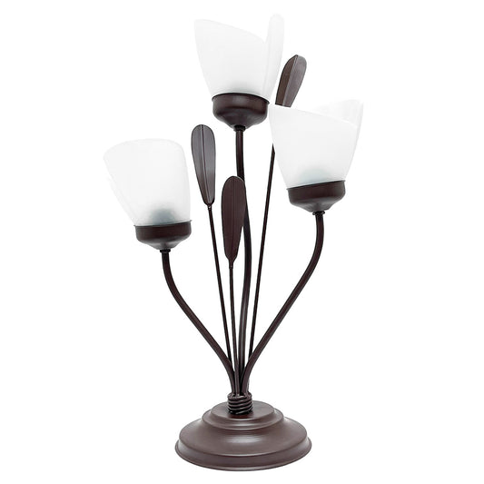 Lámpara de Mesa Flores Pantalla Cortada Blanco Acido