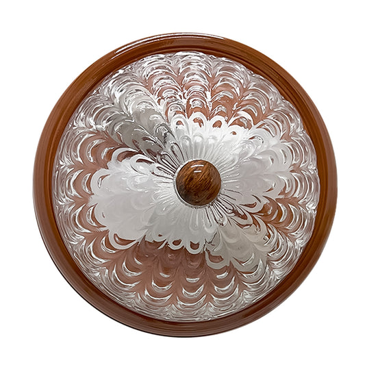 Lámpara de Techo Base Madera Pantalla de Cristal Gelatina