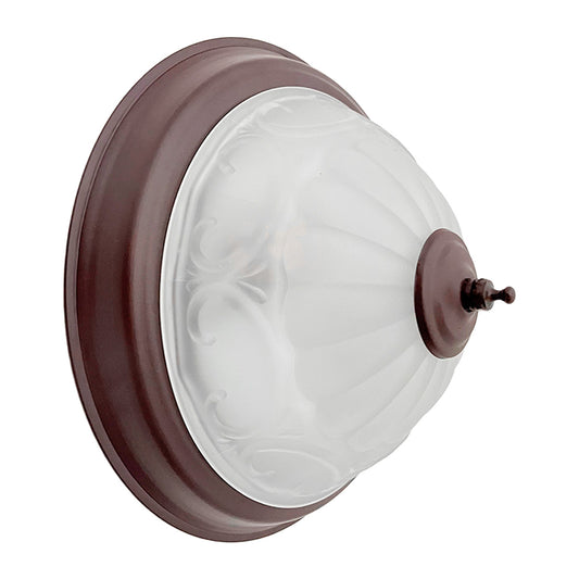 Plafón Rustico Chico Pantalla de Cristal Blanco