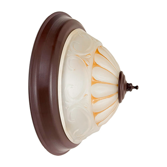 Plafón Rustico Chico Pantalla de Cristal Tabaco