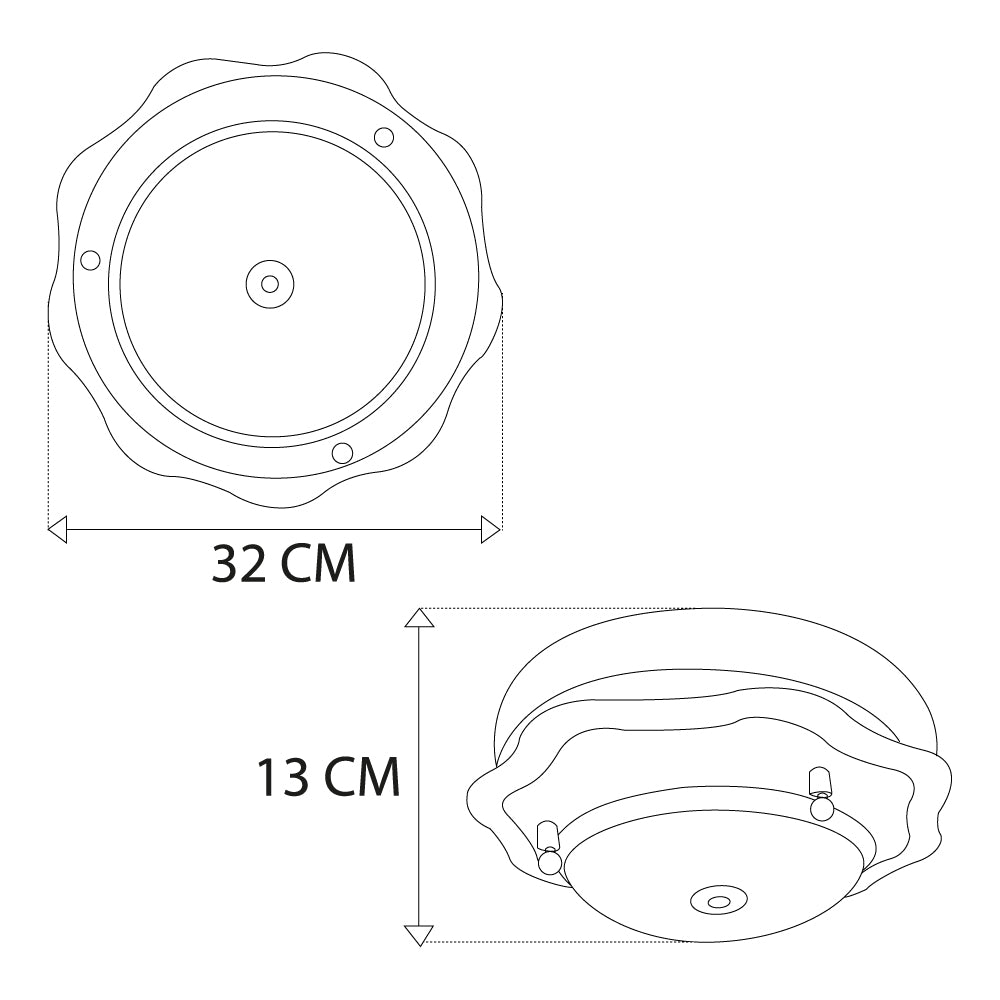 Lámpara de Techo Plafón P 37 Grande Color Madera Pantalla de Cristal