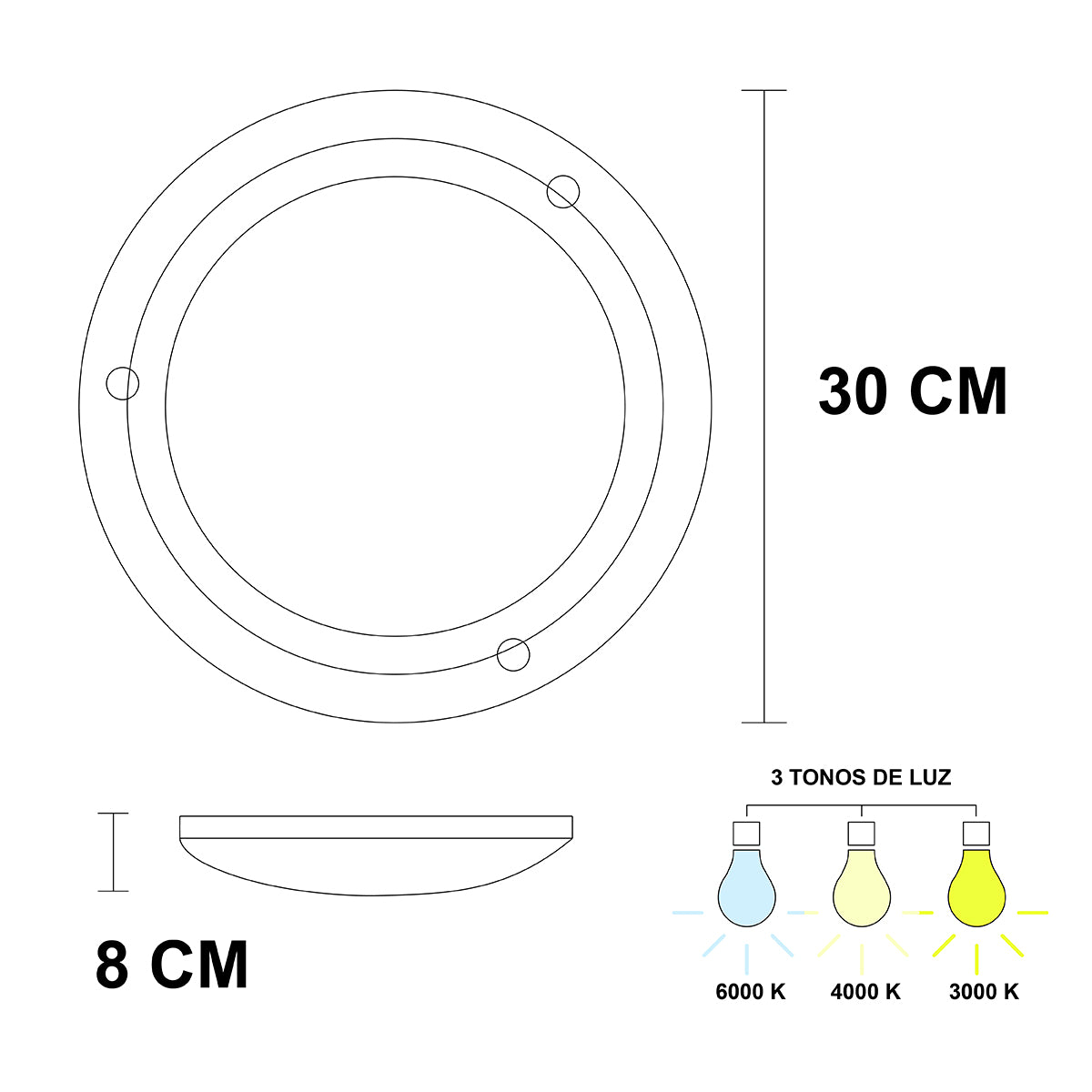 Plafon P 40 LED 3 tonos 12w Color Chocolate Vidrio Liso