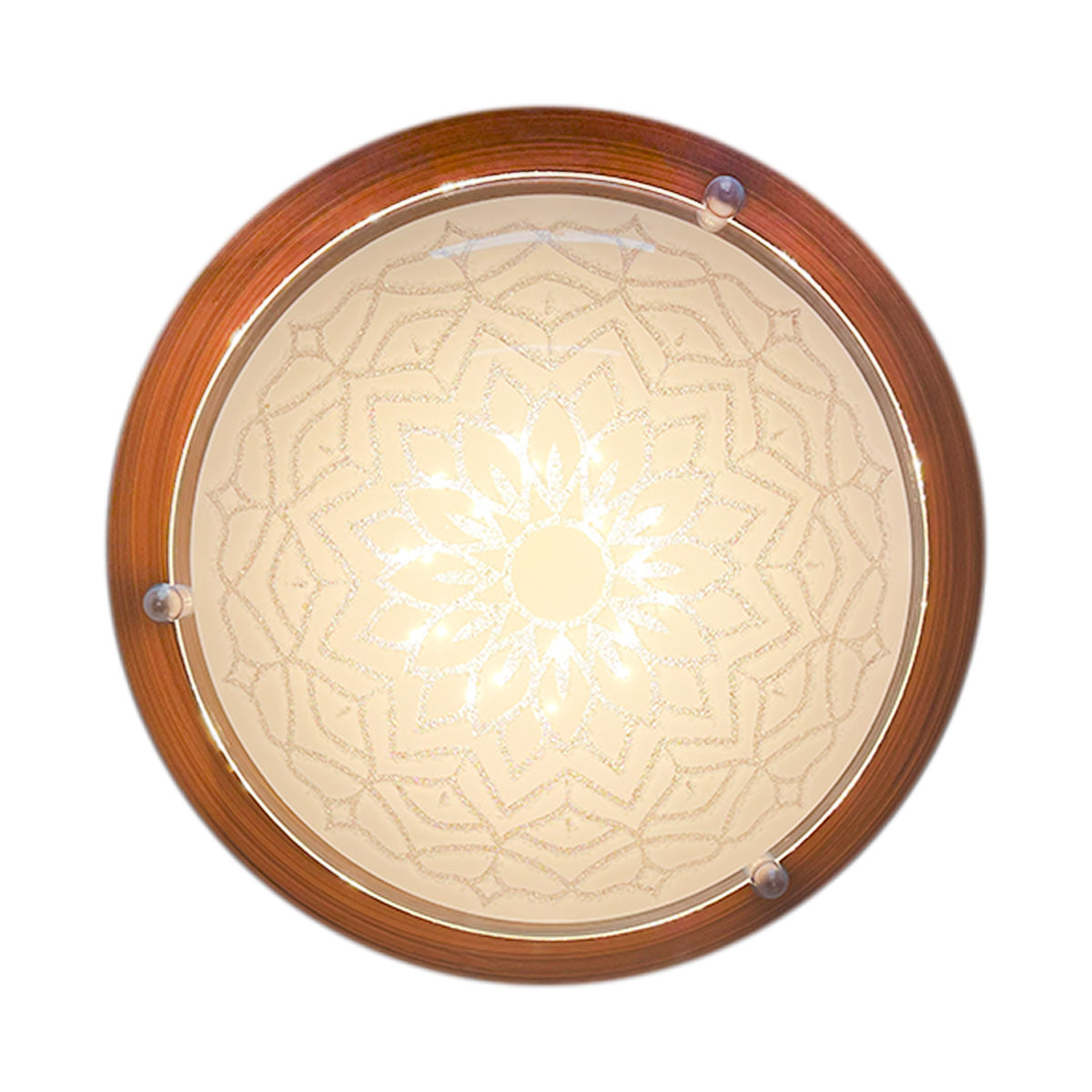 Plafon P 40 LED 3 tonos 12w Color Madera Vidrio Mandala Diamantado