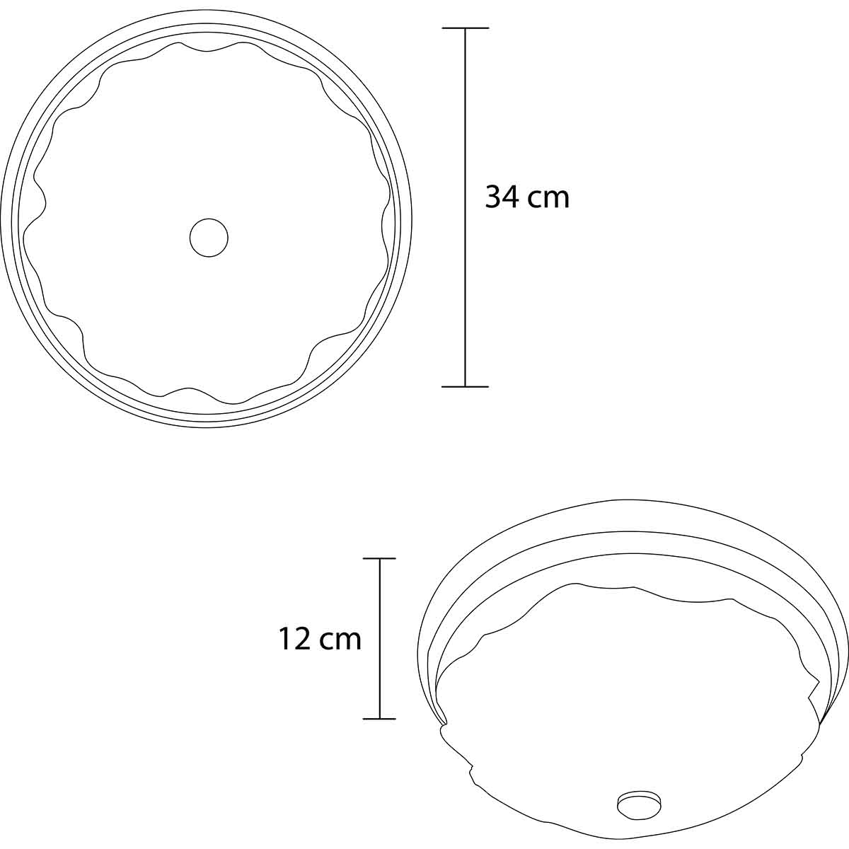 Lampara De Techo, Luz Ideal, Plafón P-42 Jumbo Cromo Espiga