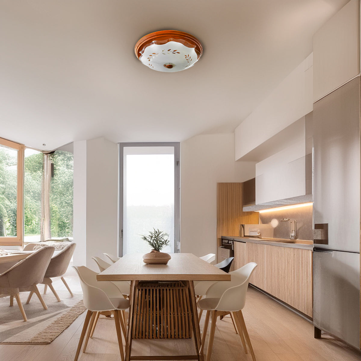 Lampara De Techo, Luz Ideal, Plafón P-42 Jumbo Madera Espiga