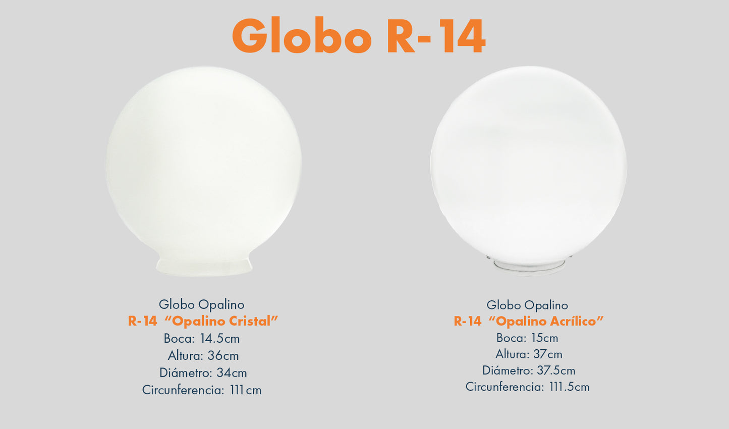 Globo R-14 Plastico Acrilico Blanco