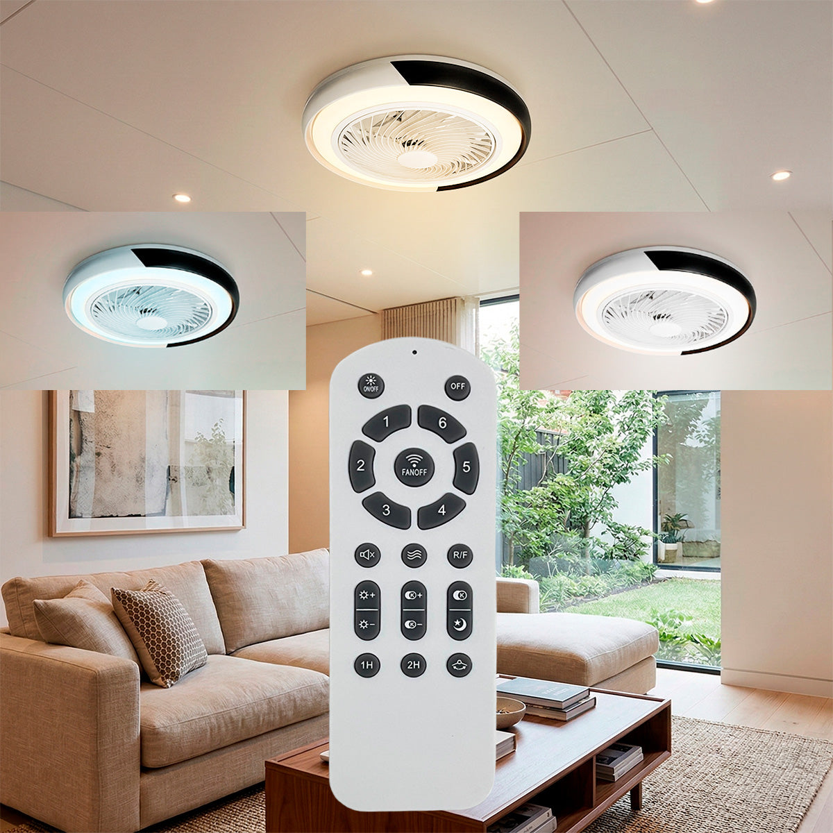 Ventilador de Techo Blanco y Negro