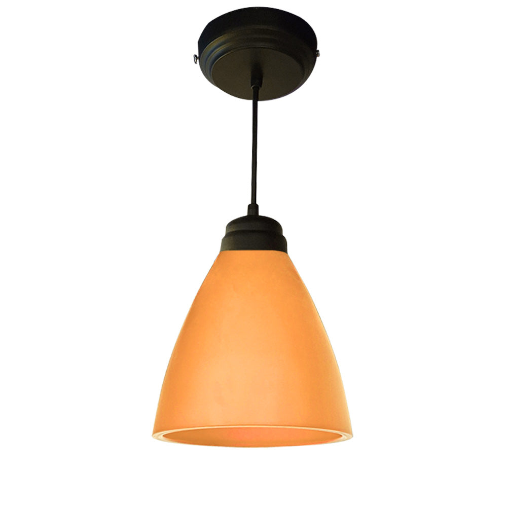 Lámpara de Techo Colgante, Campana de Cristal Grande Herraje Negro