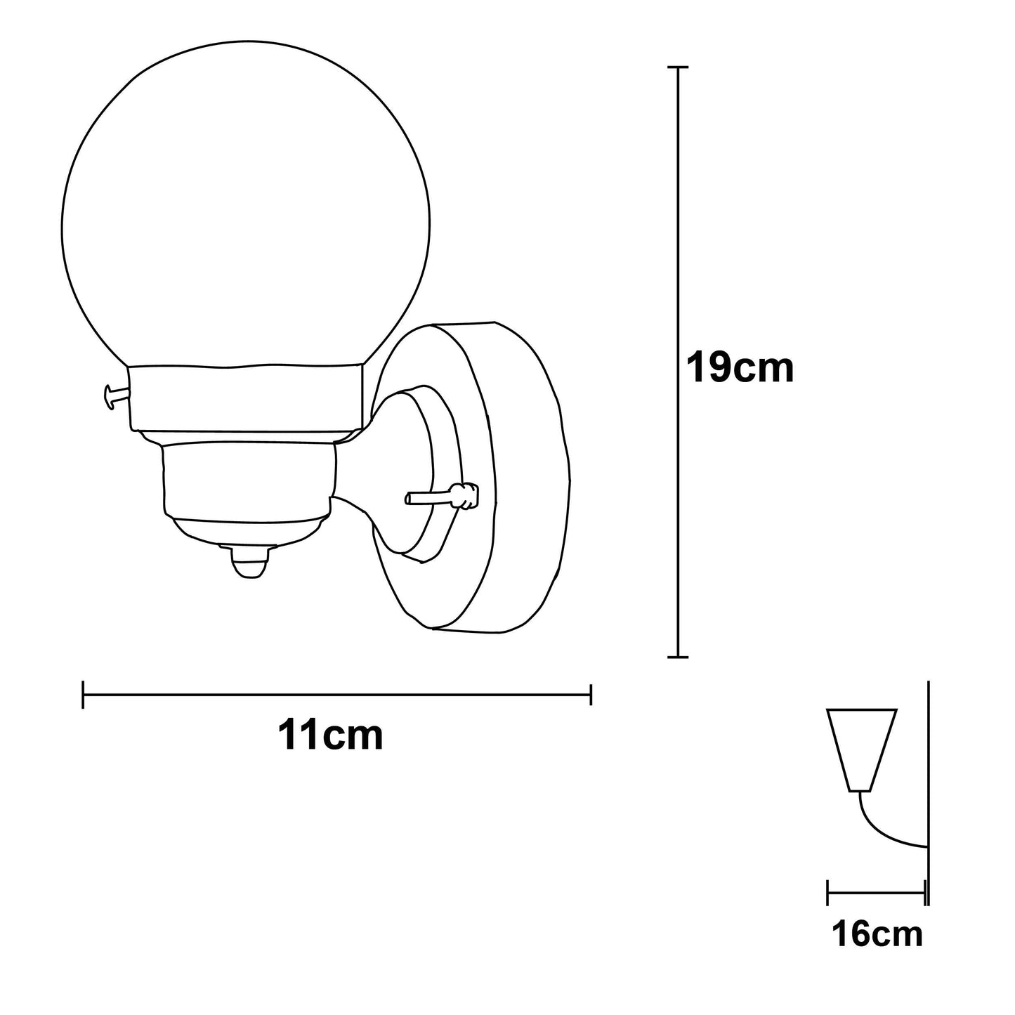 Lámpara de Pared A 1 Con Globo R-5 Color Blanco