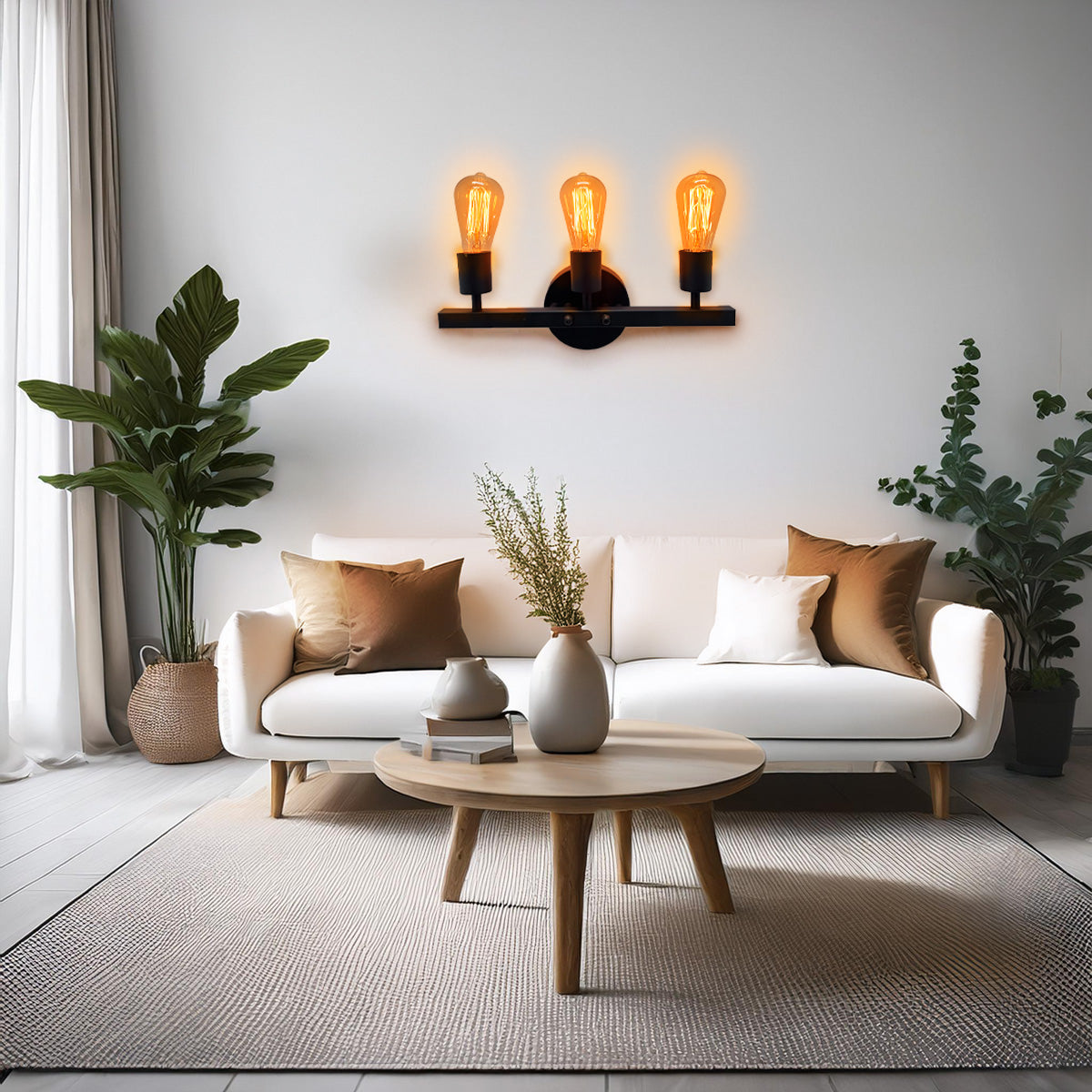 Arbotante Regleta 3 focos Vintage Color Negro Negro