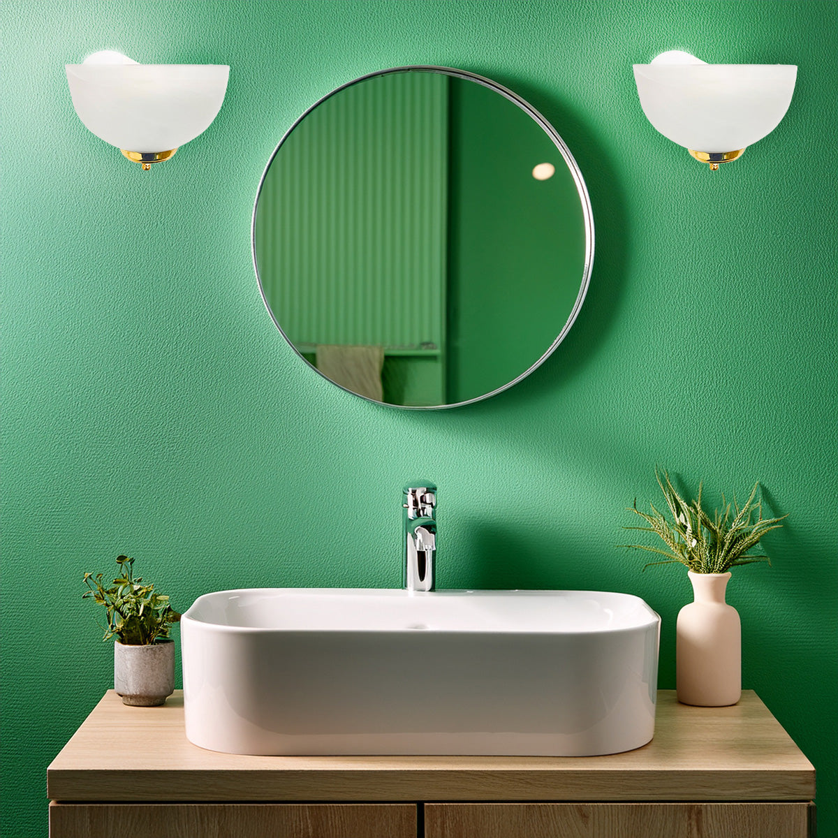 Arbotante Cristal Base Latonado Cristal Blanco