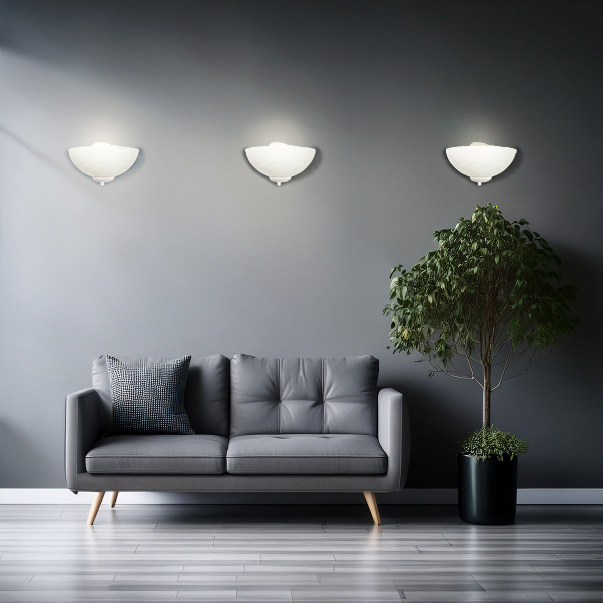 Arbotante Remate Blanco Pantalla de Cristal Blanco Marmol