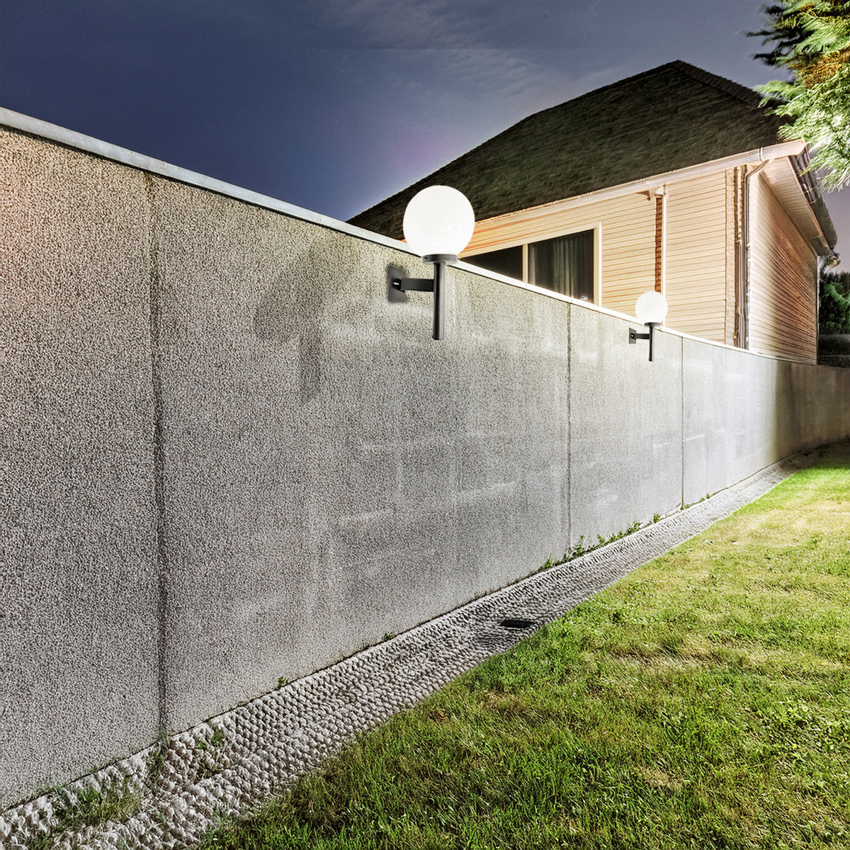 Arbotante Negro para Pared con globo de Cristal R 14