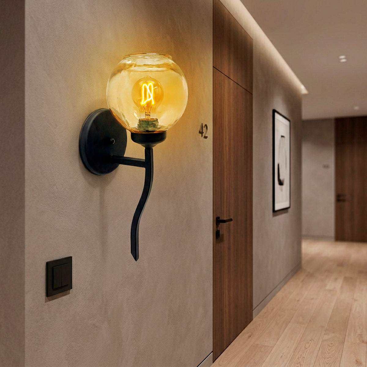 Lámpara de Pared Perfil S Pantalla de Cristal Burbuja