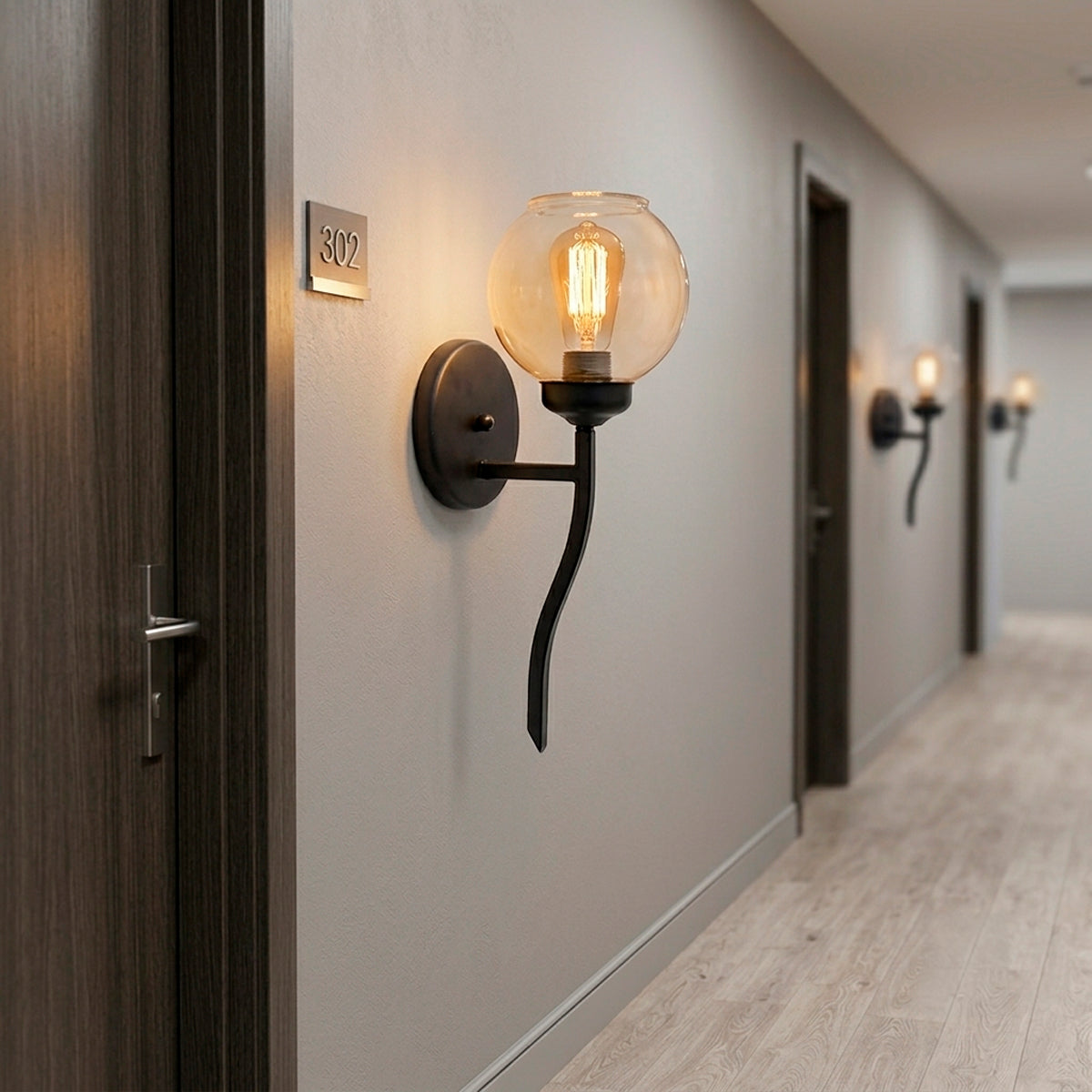 Lámpara de Pared Perfil S Pantalla de Cristal Burbuja