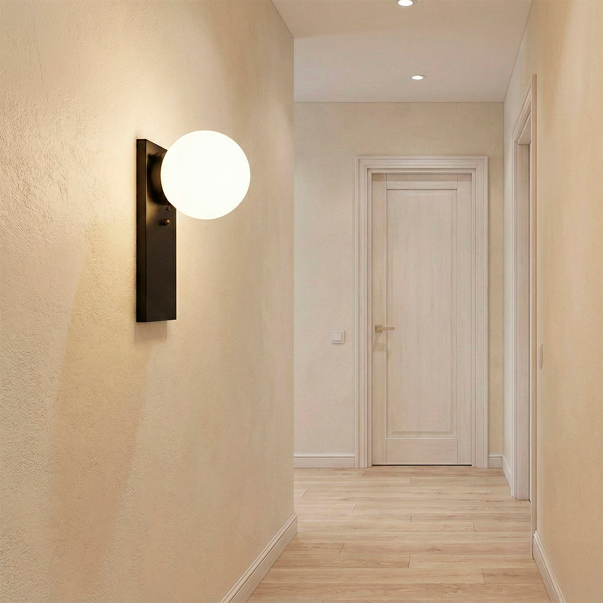 Lámpara de Pared Rectangular A-6 Color Negro con pantalla de Cristal