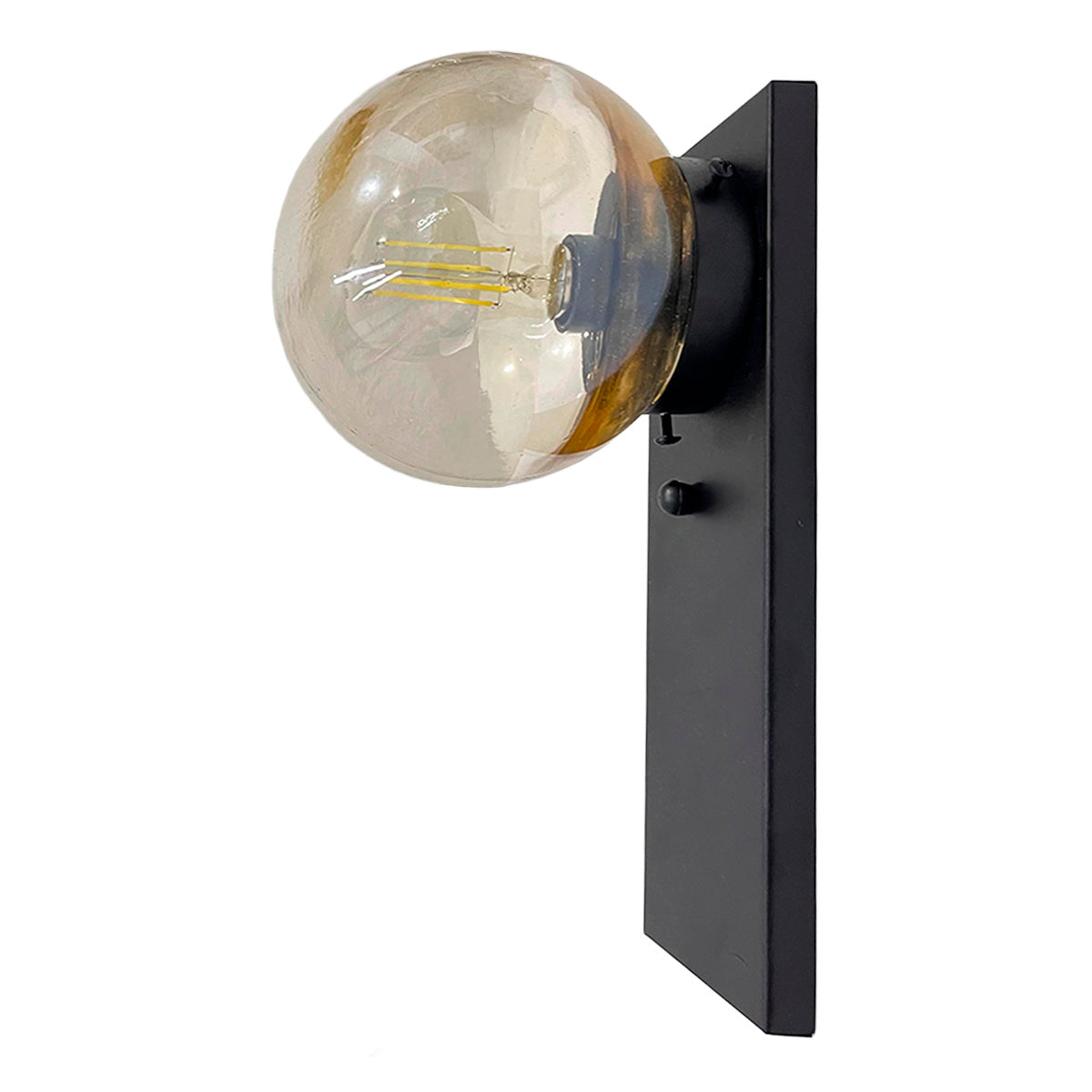 Lámpara de Pared Rectangular A-6 Color Negro con pantalla de Cristal