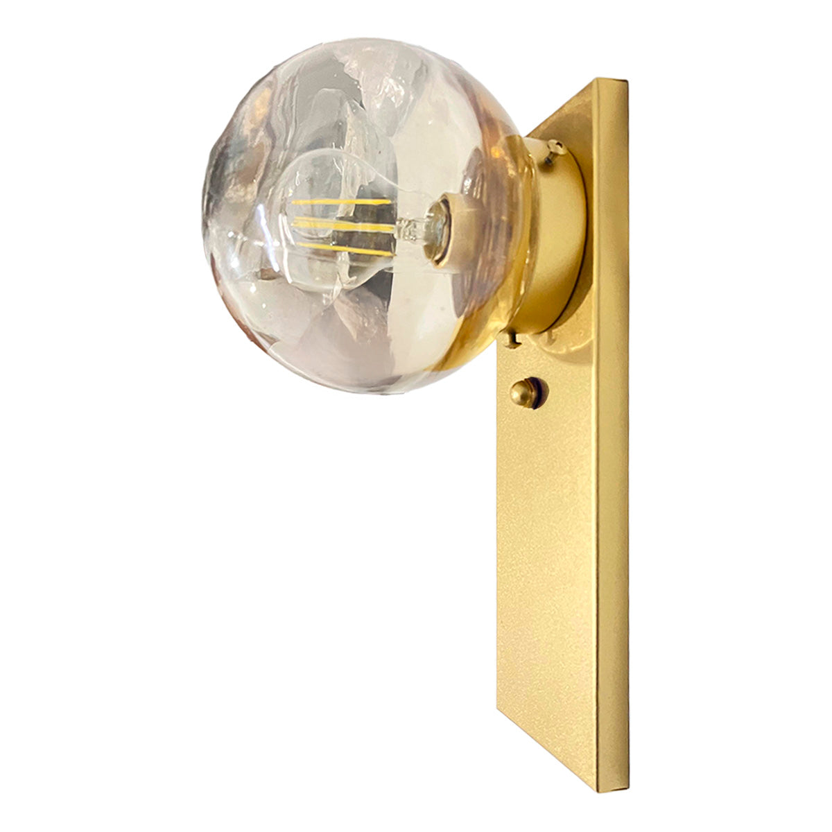 Lámpara de Pared Rectangular Dorado Con pantalla de Cristal Humo