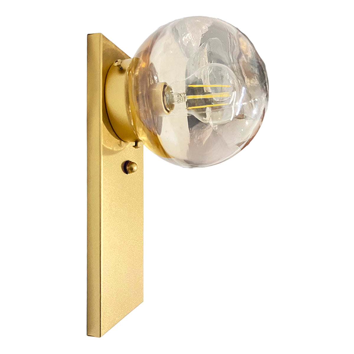 Lámpara de Pared Rectangular Dorado Con pantalla de Cristal Humo