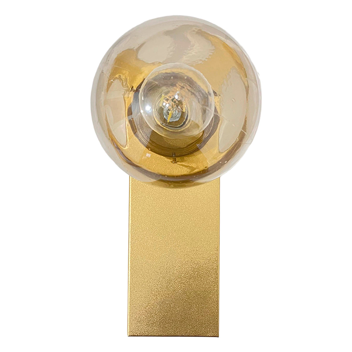 Lámpara de Pared Rectangular Dorado Con pantalla de Cristal Humo