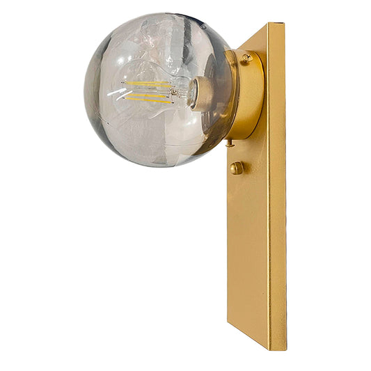 Lámpara de Pared Rectangular Dorado Con pantalla de Cristal Humo