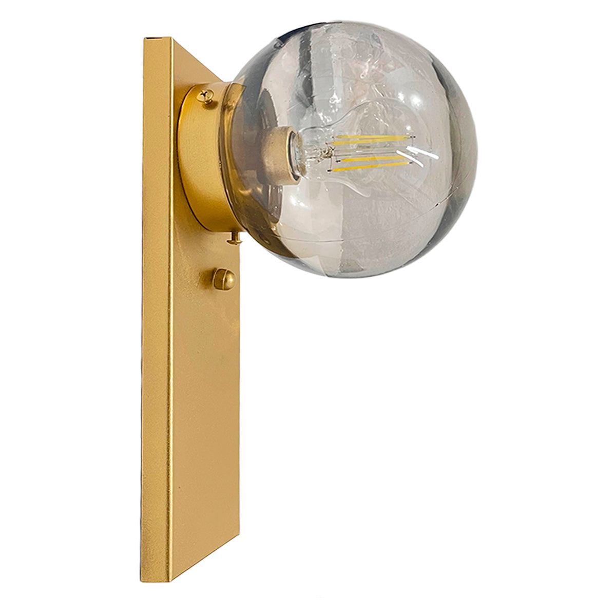 Lámpara de Pared Rectangular Dorado Con pantalla de Cristal Humo