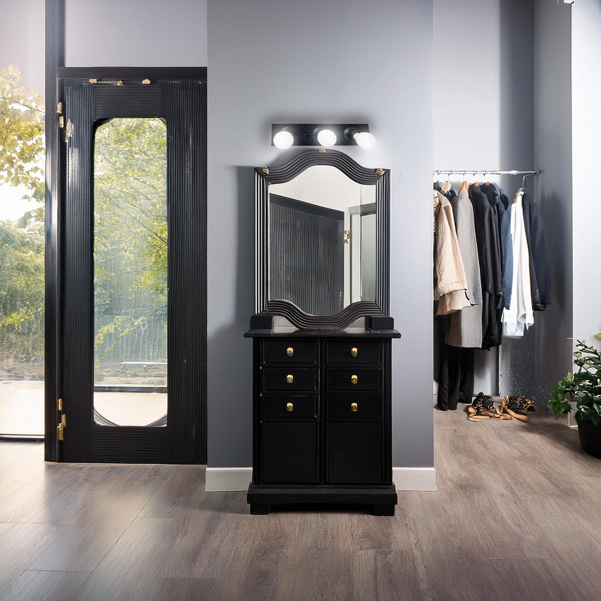 Arbotante Luz de Camerino 3 luces Negro