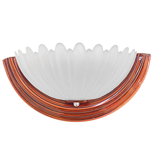 Arbotante Pantalla de Cristal Concha Base Color Madera