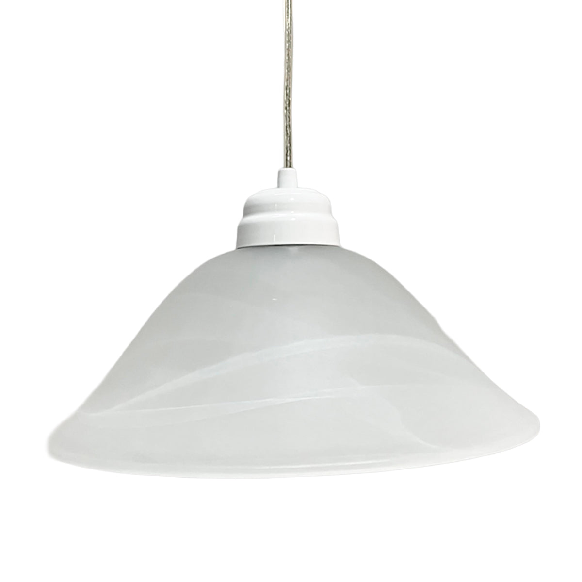 Lámpara Colgante C-34 Herraje Blanco Altura Ajustable Campana de Cristal