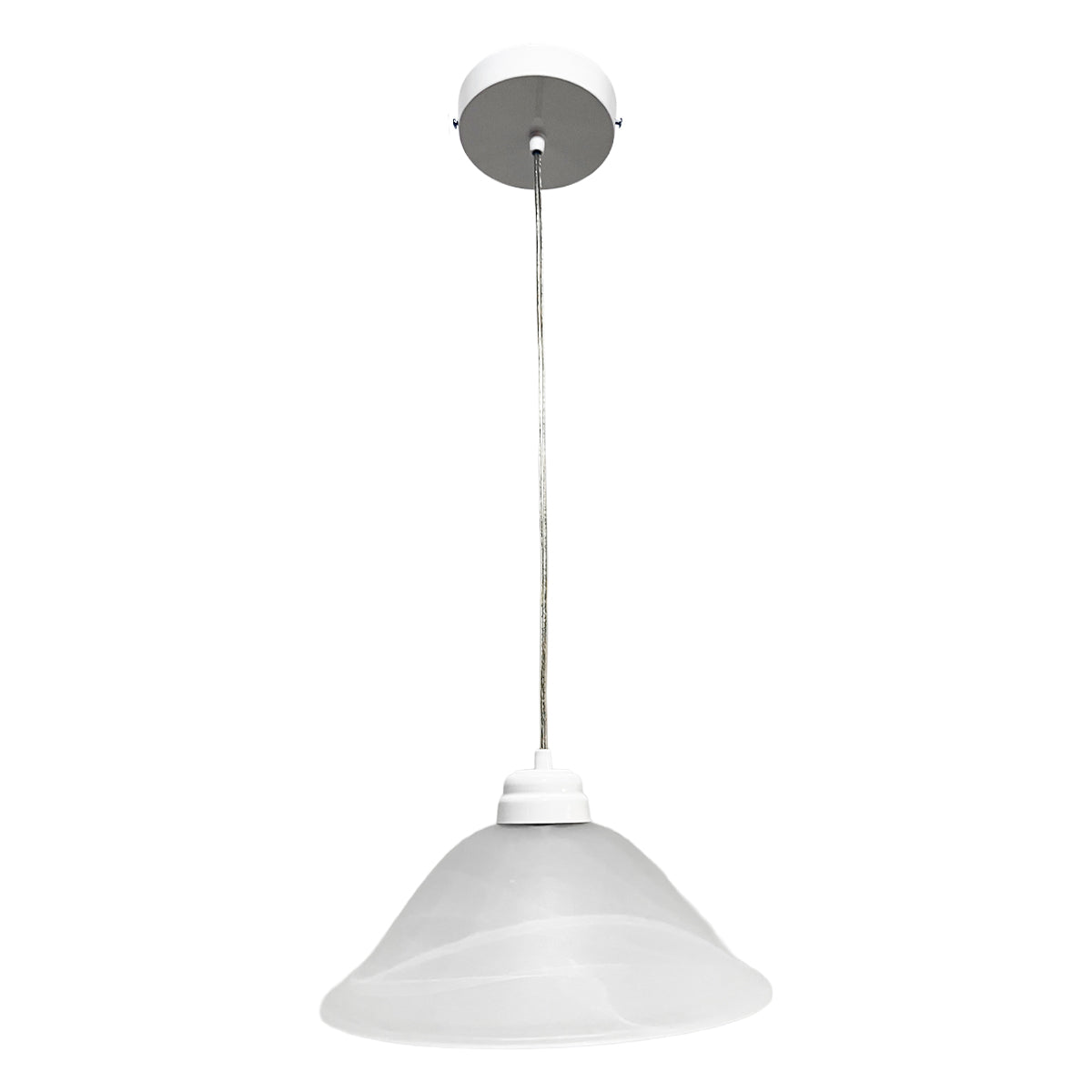 Lámpara Colgante C-34 Herraje Blanco Altura Ajustable Campana de Cristal