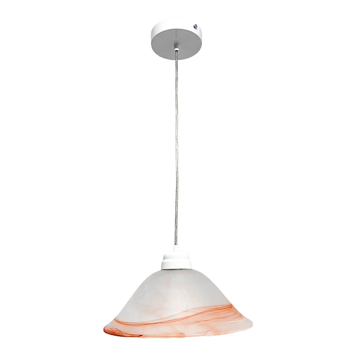 Lámpara Colgante C-34 Herraje Blanco Altura Ajustable Campana de Cristal