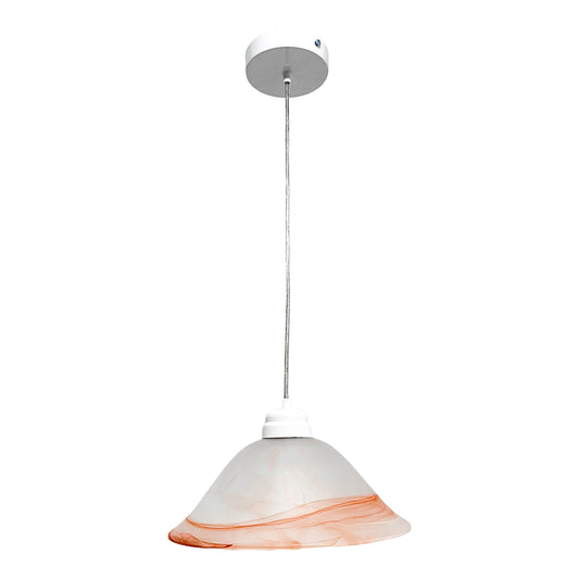 Lámpara Colgante C-34 Herraje Blanco Altura Ajustable Campana de Cristal